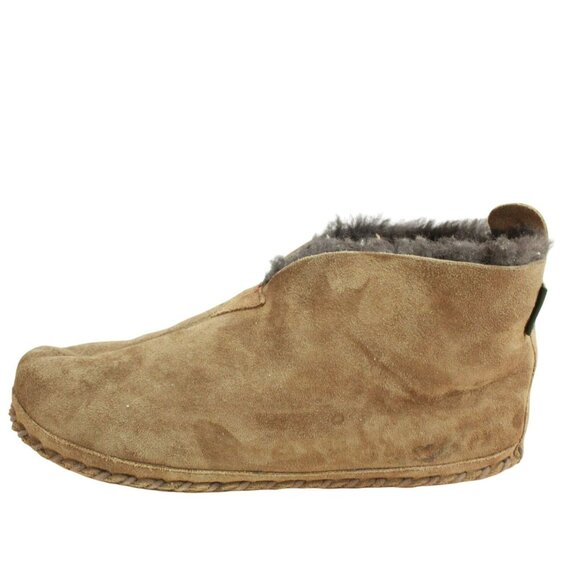 LL Bean Brown Suede Wicked Good Shearling Lined Slipper Ankle Boots Size 12 M - Picture 1 of 9